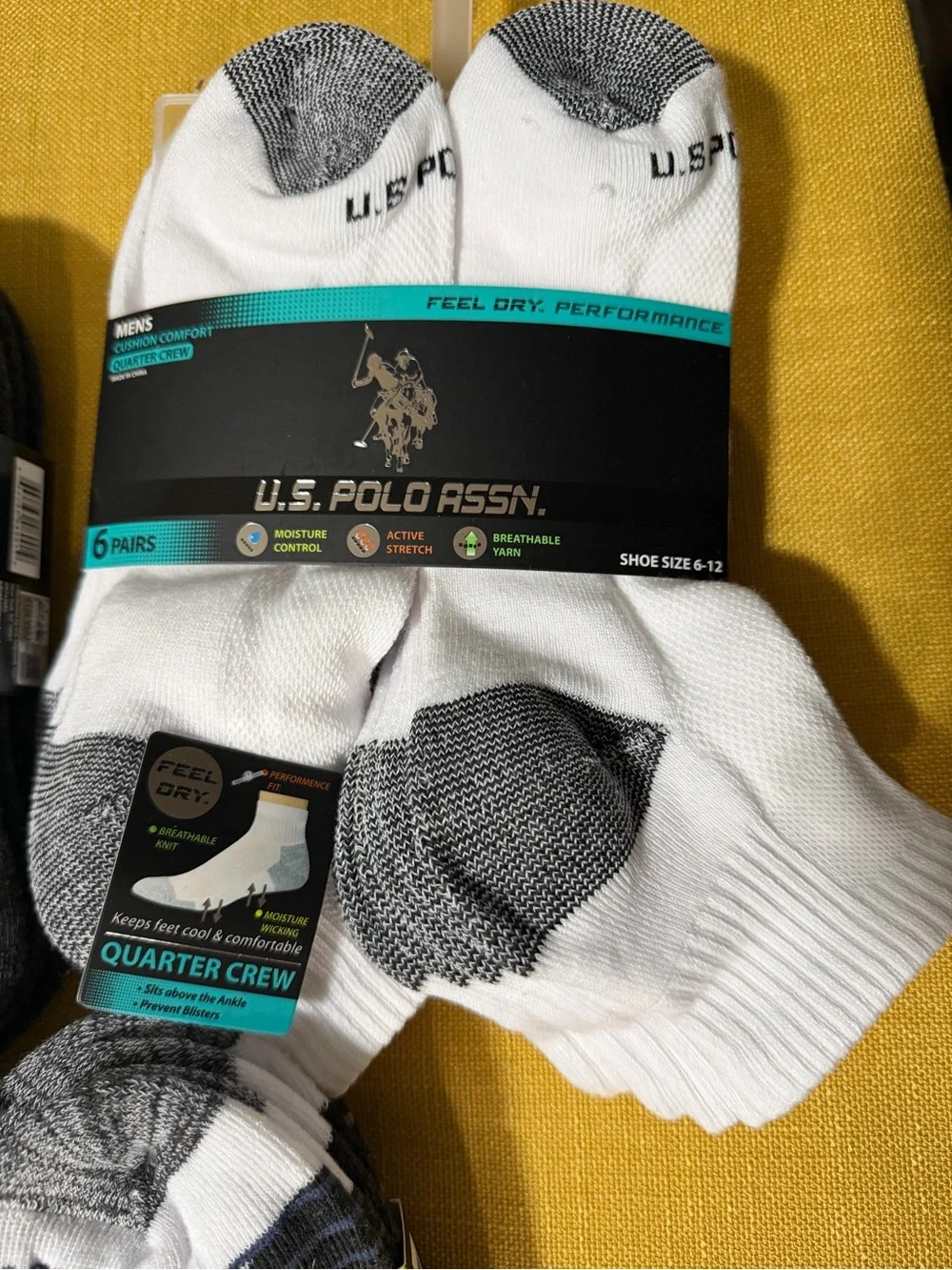 U.S. Polo Assn. Men's Low-Cut Athletic Sock 6-Pack - White & Gray